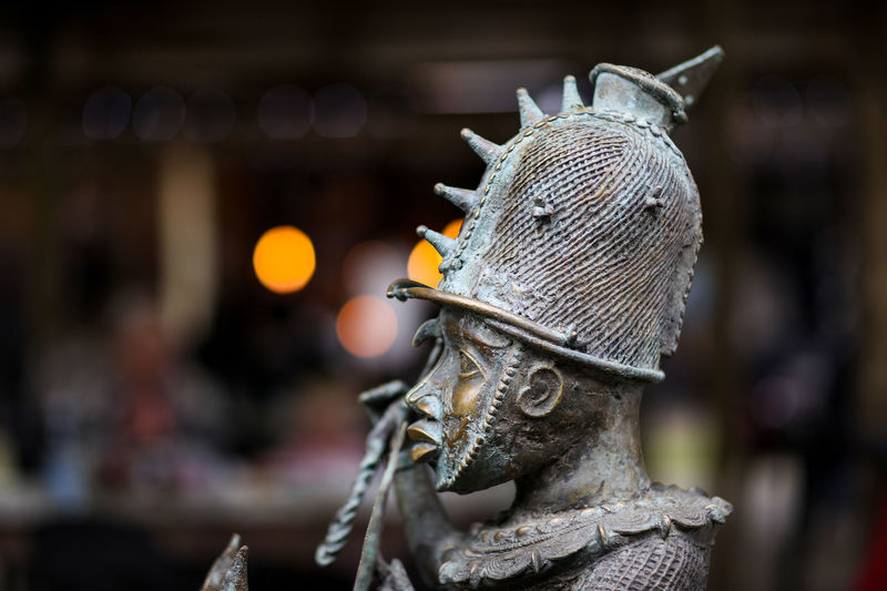 Close-up of metal statue