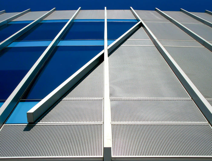 Modern building against blue sky