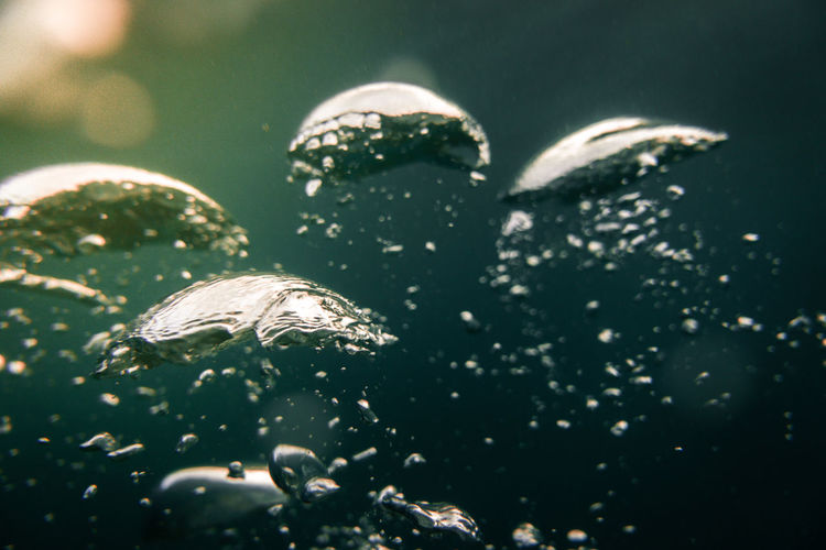 Close-up of air bubbles in sea