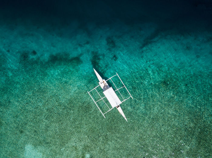 High angle view of ship in sea