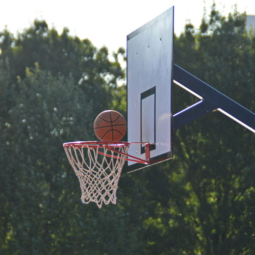 Close-up of basket ball on basket