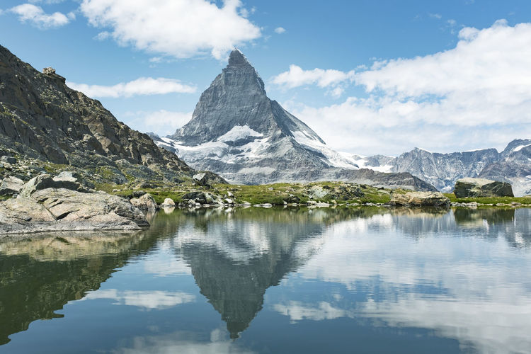Mountain reflecting in lake