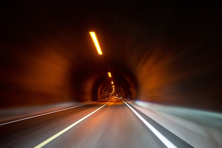 Blurred motion image of tunnel
