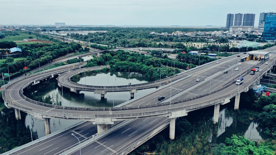 High angle view of traffic on road