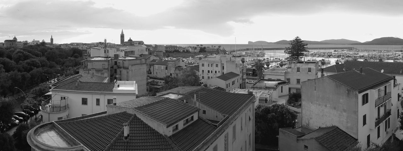 High angle view of townscape against sky