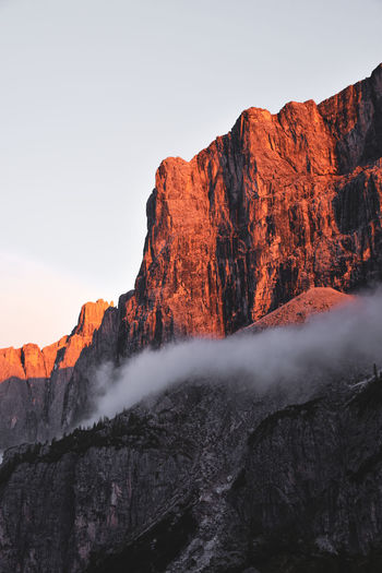Orange rock formation in sunset light