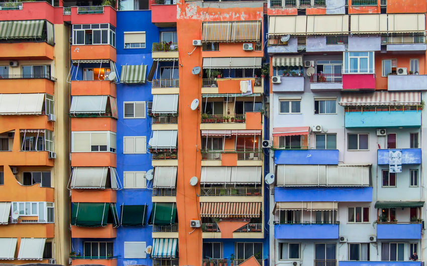 Full frame shot of multi colored residential buildings