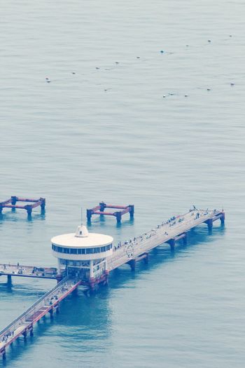 Aerial view of pier on sea