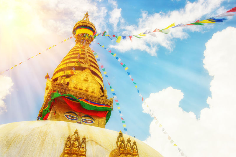 Low angle view of traditional building against sky
