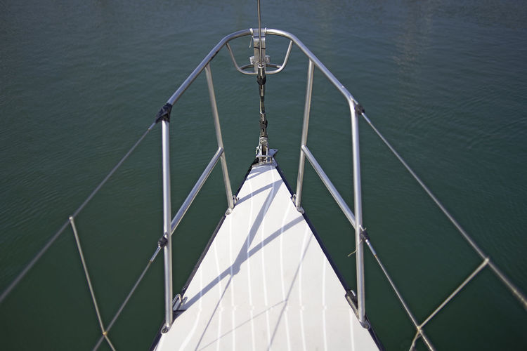 High angle view of sailboat sailing on sea