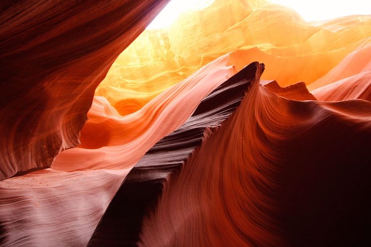 Low angle view of rock formations at antelope canyon