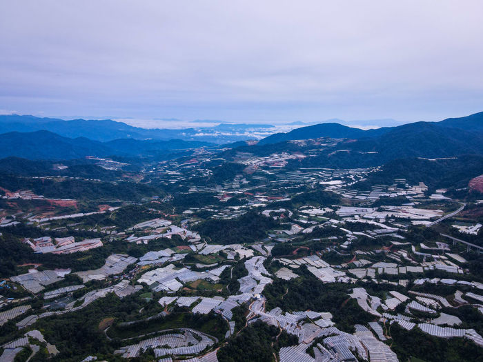 High angle view of landscape against sky