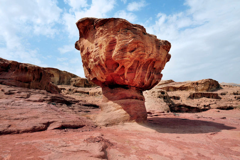 Low angle view of rock formation at canyon