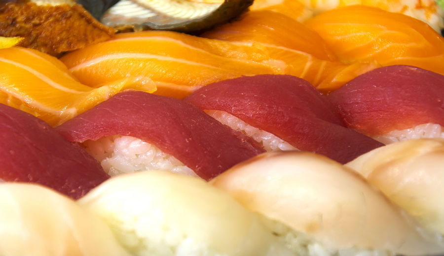 Full frame shot of sushi