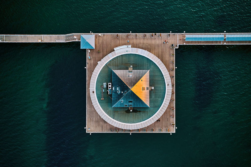 High angle view of bridge over sea