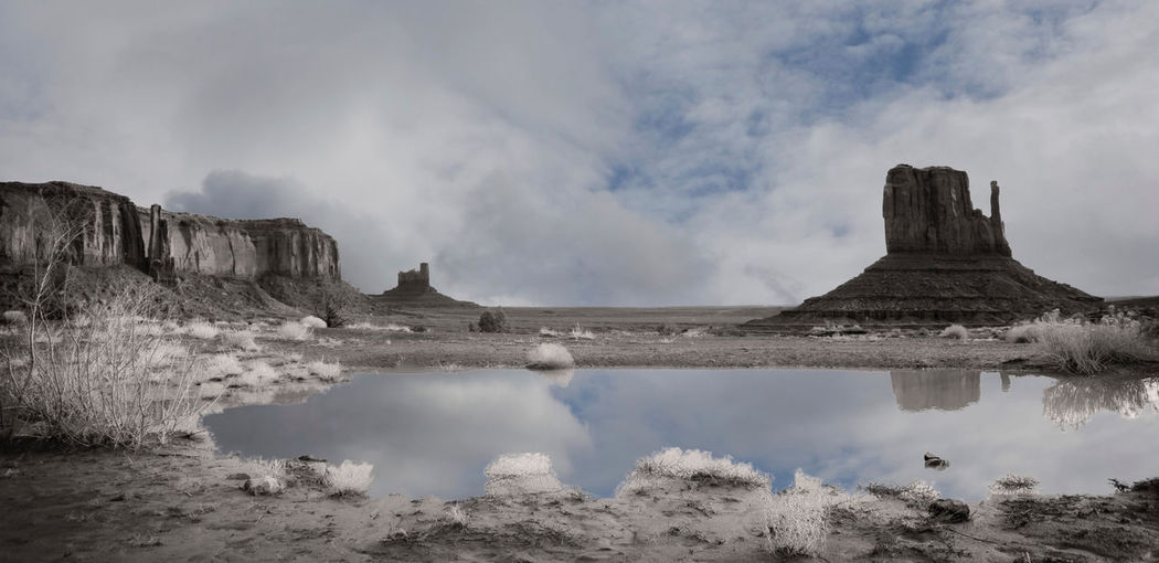 Panoramic view of rock formations against sky