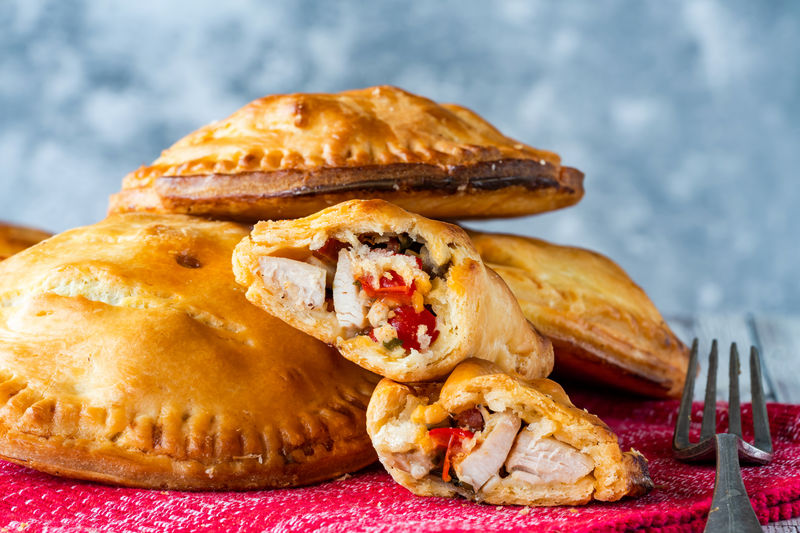 Chicken and chorizo pies in shortcrust pastry