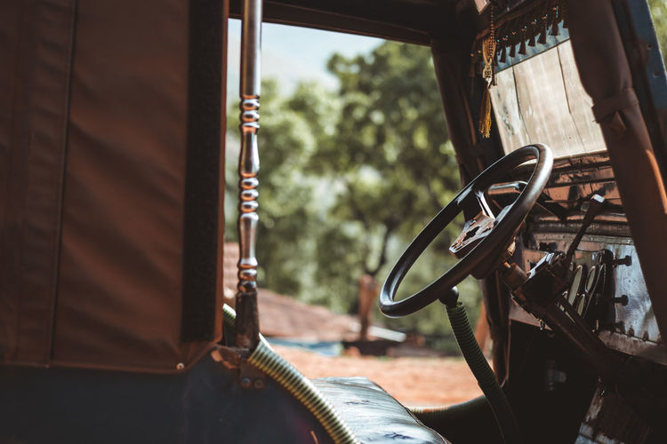 Close-up of vintage car window