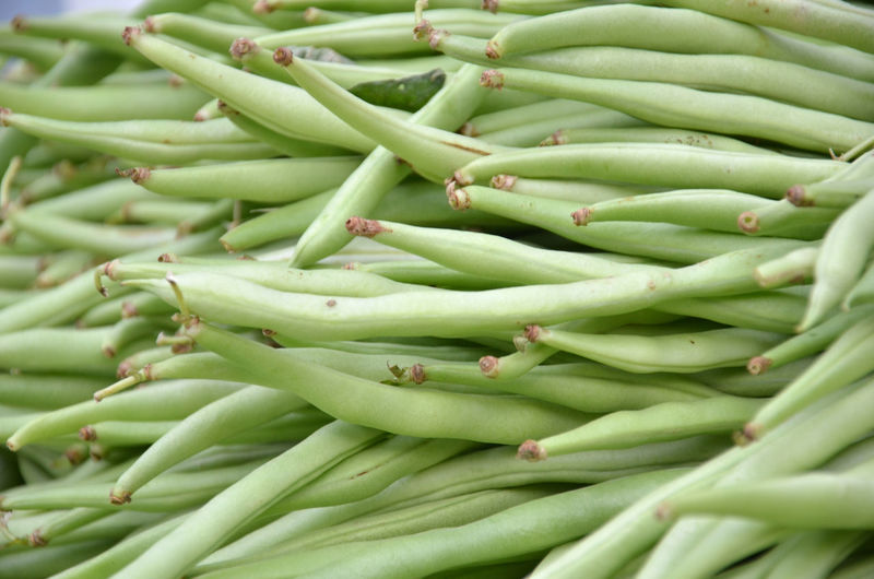 Full frame shot of green beans for sale at market stall
