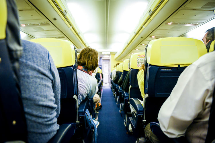 People traveling in airplane