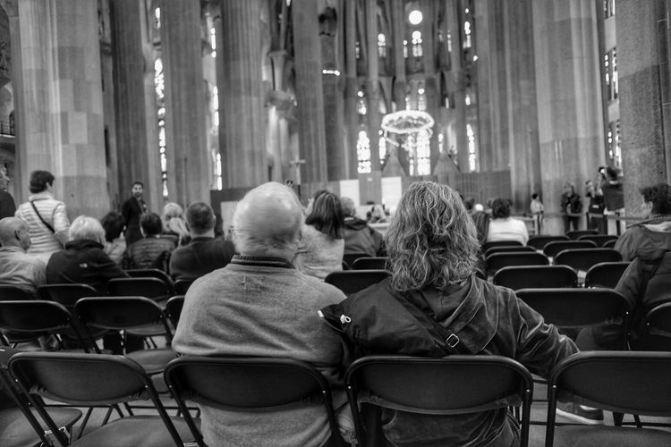 Group of people sitting in church
