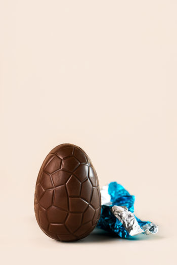 Close-up of easter egg on white background