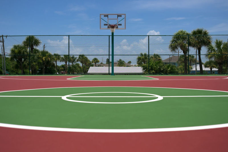 Empty basketball hoop against sky