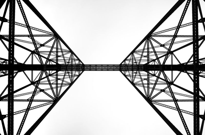 Directly below shot of railway bridge against clear sky