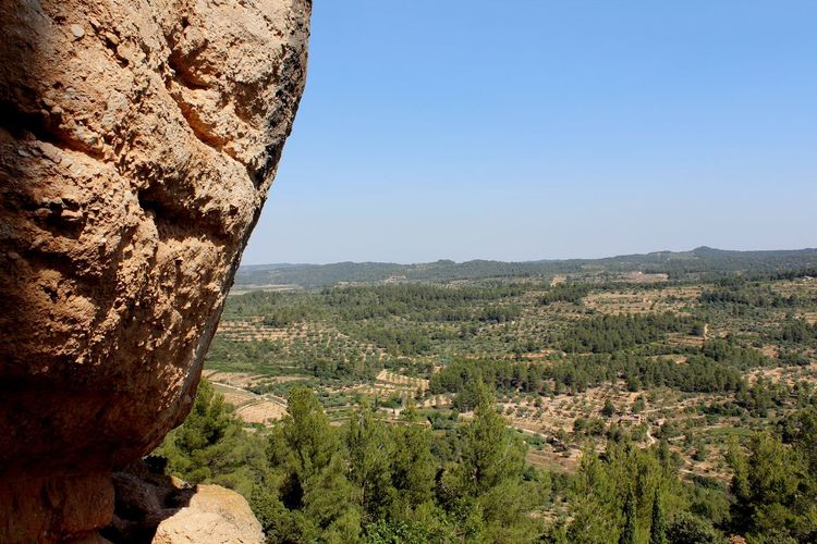 Scenic view of mountains against clear sky