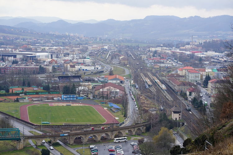 Aerial view of city decin, czechia