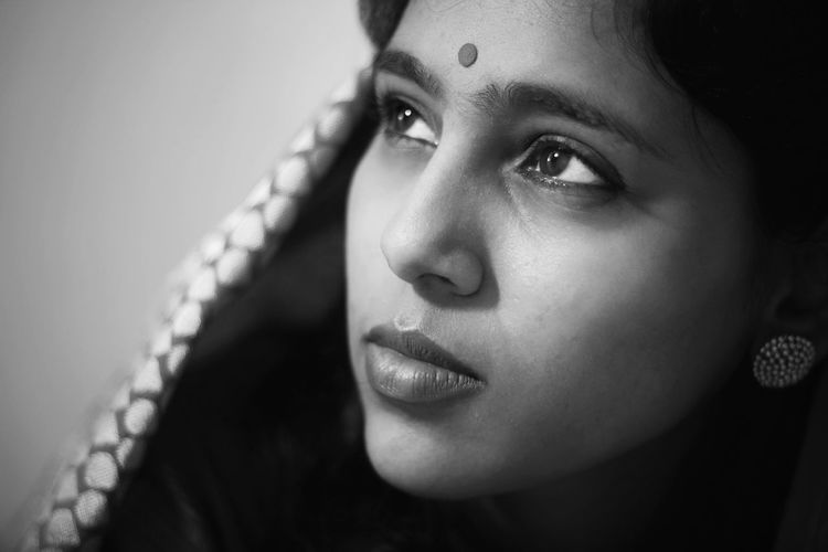 Close-up portrait of a beautiful young woman