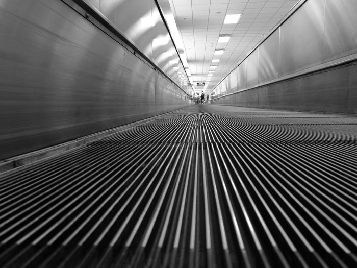 Surface level of moving walkway at airport