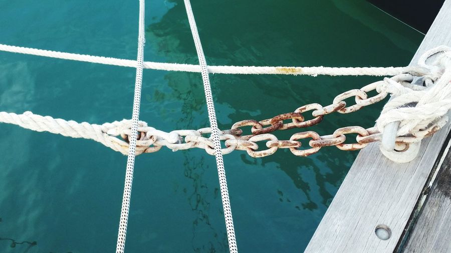 Close-up of rope in water