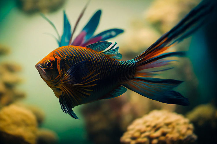 Close-up of fish swimming in aquarium