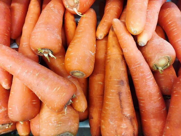Full frame shot of carrots at market
