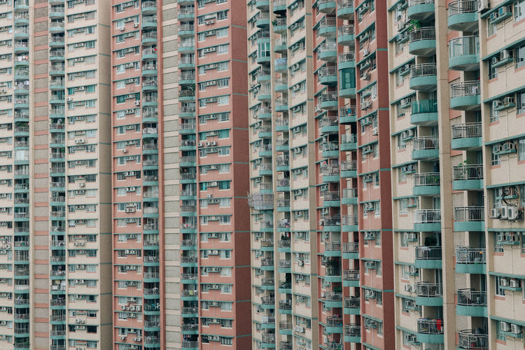 Low angle view of buildings in hongkong