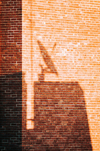 Shadow of man on brick wall