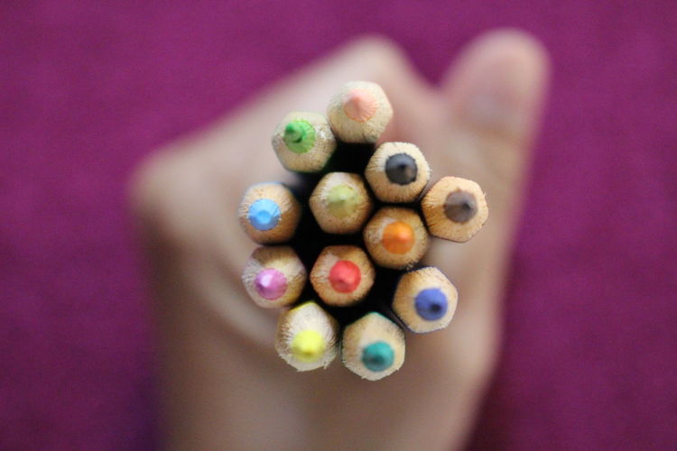 Close-up of multi colored pencils