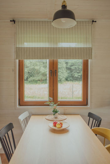 Empty chairs and table at home