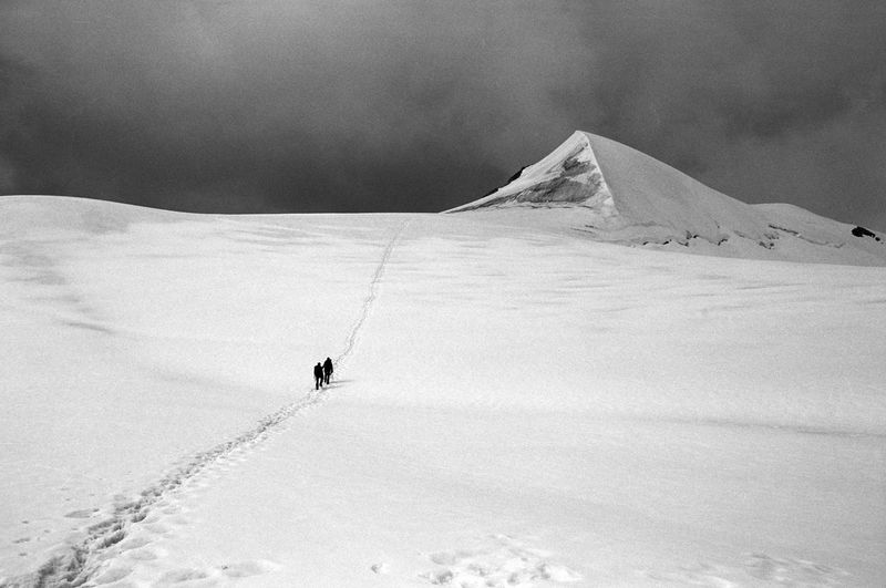Person on snowcapped mountain