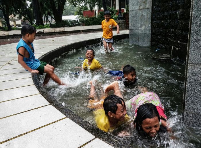 Children playing in water