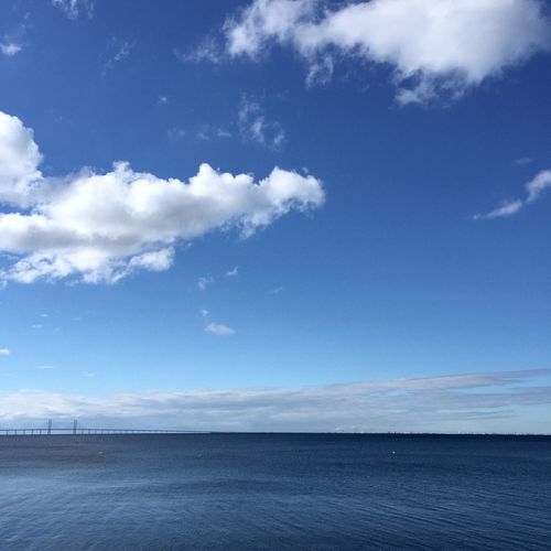 Scenic view of sea against cloudy sky