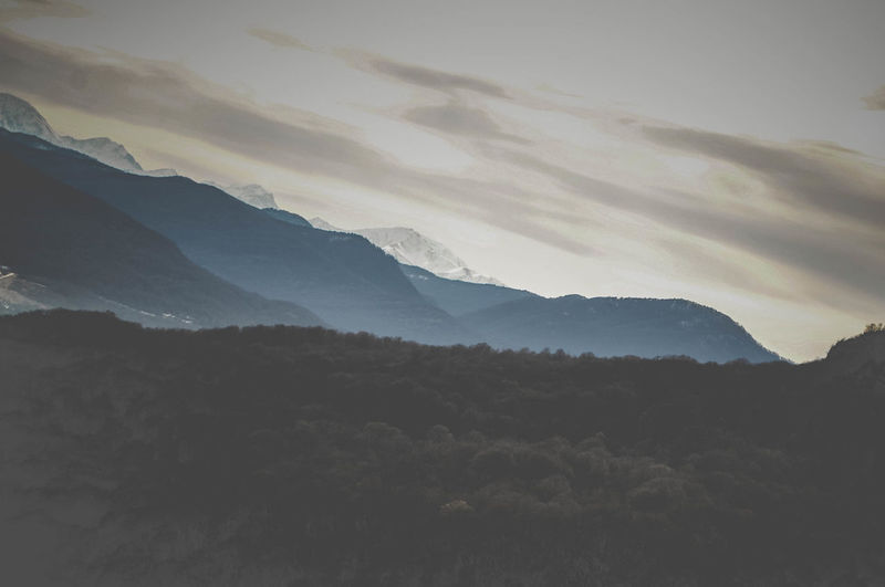 Scenic view of mountains against sky