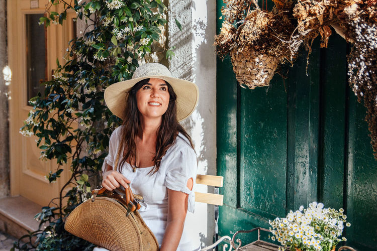 Portrait of a young woman in a picturesque old town. street, outdoors, fashion, summer.