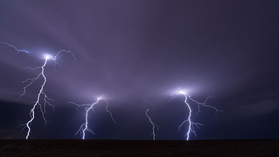 An intense barrage of cloud-to-ground lightning from a supercell thunderstorm near goodland, kansas. 