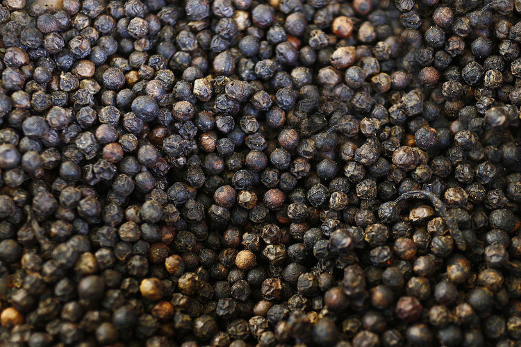 Full frame shot of black peppercorns