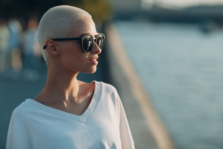 Young woman wearing sunglasses