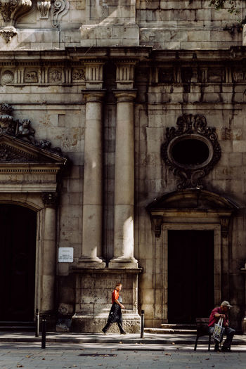 People in front of building