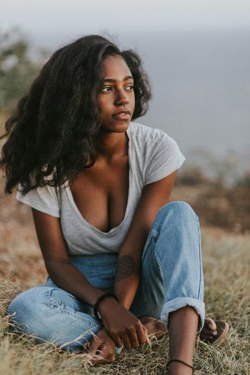 EyeEm Selects Sitting Casual Clothing Beauty Portrait Outdoors Sadness Depression - Sadness Adult People Women One Person Disappointment Young Adult Young Women Human Body Part Relationship Difficulties Beautiful People Nature Only Women Lifestyles