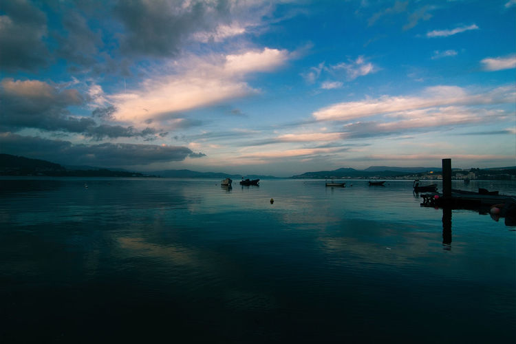 Scenic view of sea against sky at sunset